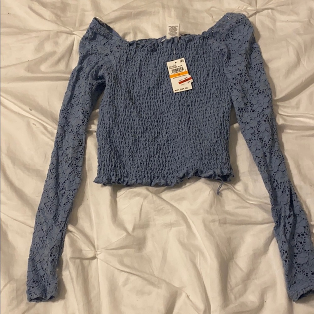 Off the shoulder blue top